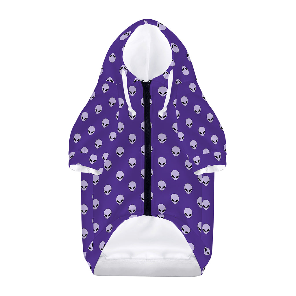 Purple Alien Face Pattern Print Dog Zip Up Hoodie