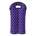 Purple Alien Face Pattern Print Double Neoprene Wine Tote
