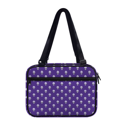 Purple Alien Face Pattern Print Double Strap Bible Bag