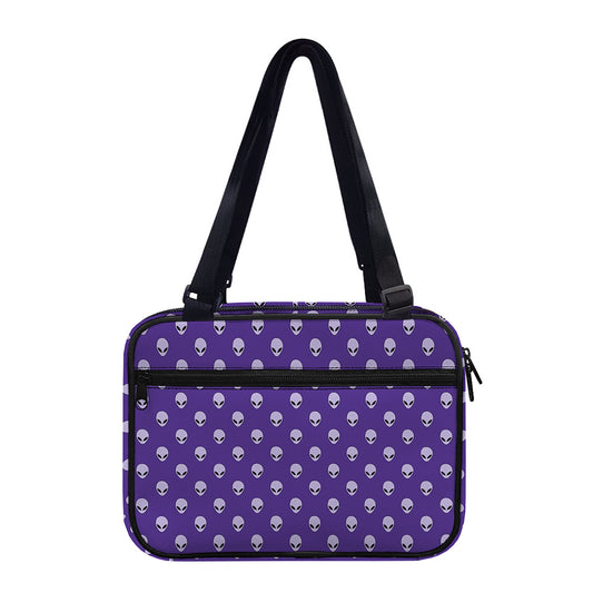 Purple Alien Face Pattern Print Double Strap Bible Bag
