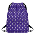 Purple Alien Face Pattern Print Drawstring Backpack