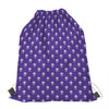 Purple Alien Face Pattern Print Drawstring Bag