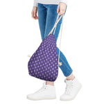 Purple Alien Face Pattern Print Drawstring Bag