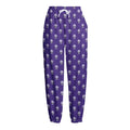 Purple Alien Face Pattern Print Fleece Lined Knit Pants