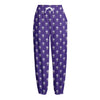 Purple Alien Face Pattern Print Fleece Lined Knit Pants