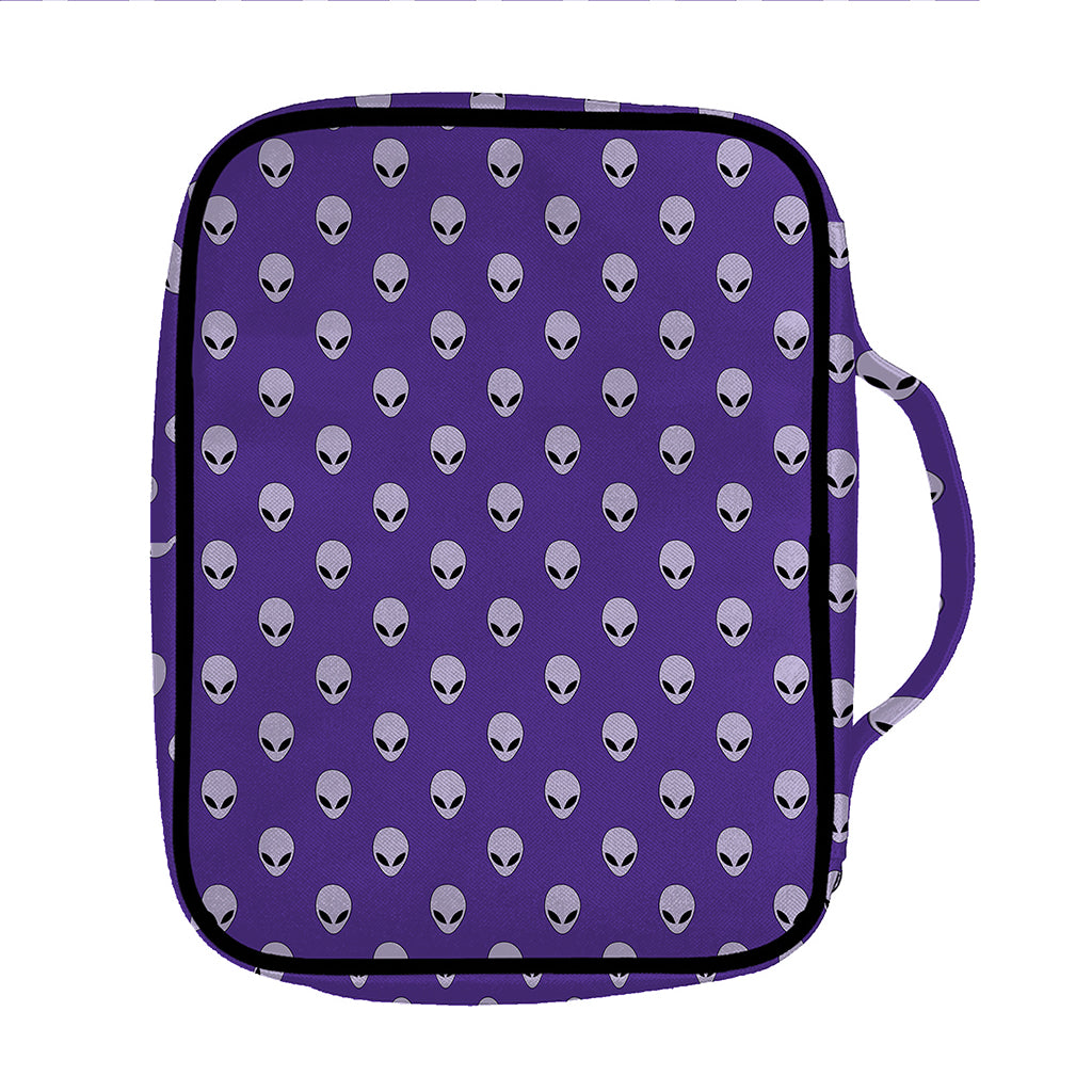 Purple Alien Face Pattern Print Front Pocket Bible Bag