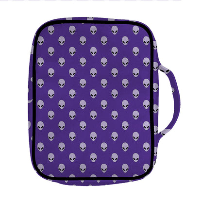 Purple Alien Face Pattern Print Front Pocket Bible Bag