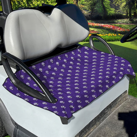 Purple Alien Face Pattern Print Golf Cart Seat Cover