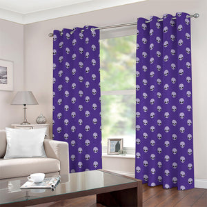 Purple Alien Face Pattern Print Grommet Curtains