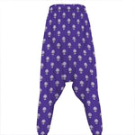 Purple Alien Face Pattern Print Hammer Pants