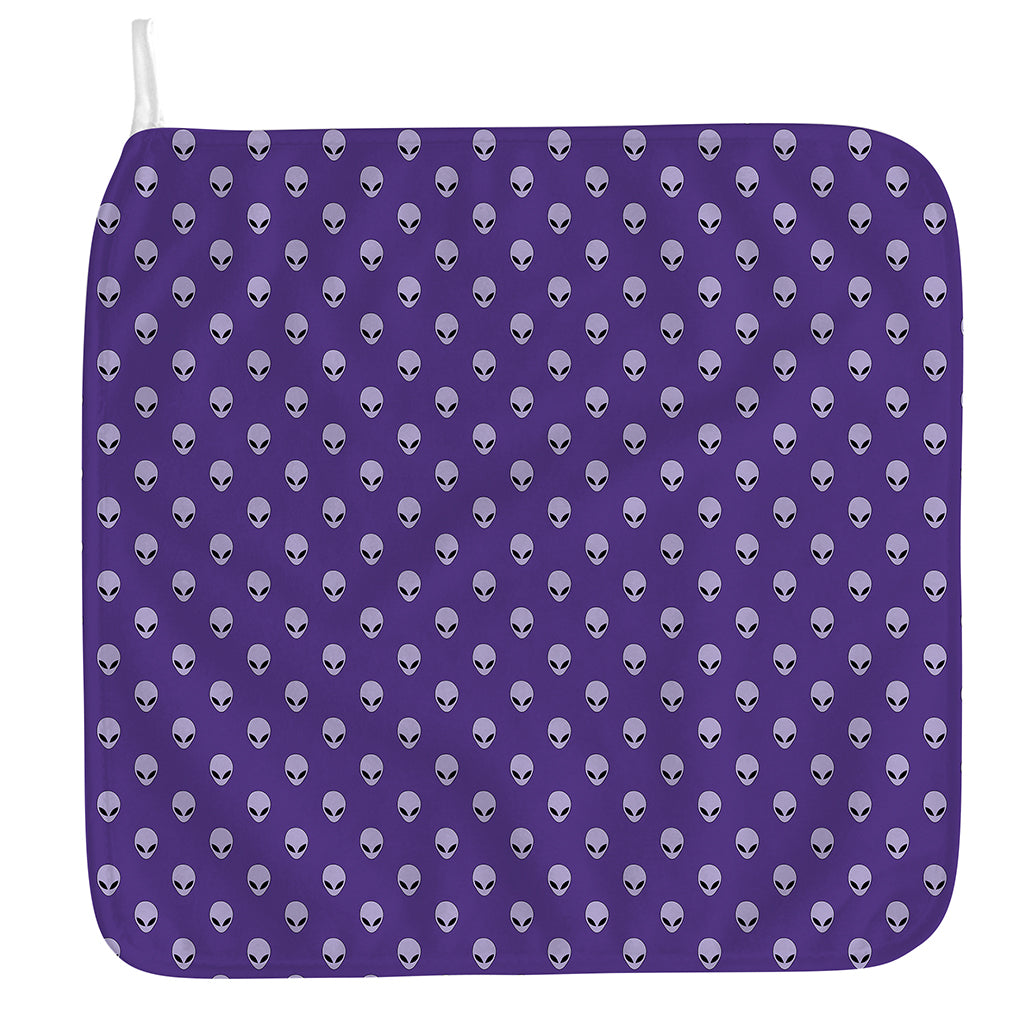 Purple Alien Face Pattern Print Hand Towel