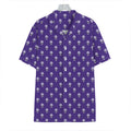 Purple Alien Face Pattern Print Hawaiian Shirt