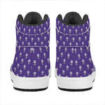 Purple Alien Face Pattern Print High Top Leather Sneakers