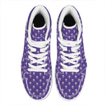 Purple Alien Face Pattern Print High Top Leather Sneakers