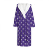 Purple Alien Face Pattern Print Hooded Bathrobe