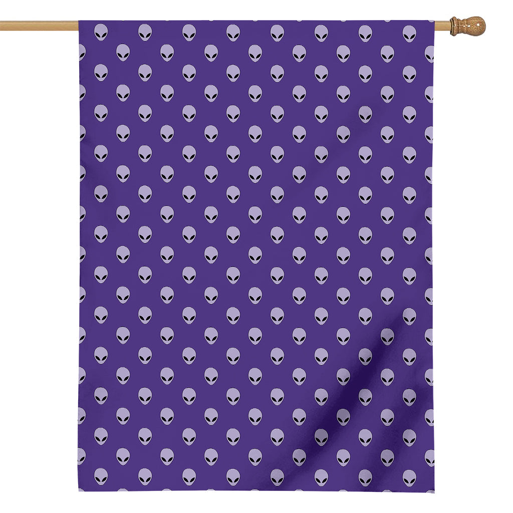 Purple Alien Face Pattern Print House Flag