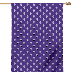 Purple Alien Face Pattern Print House Flag