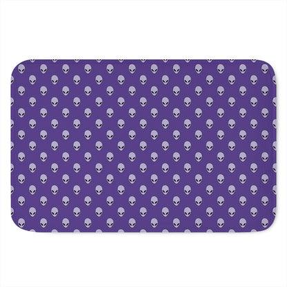 Purple Alien Face Pattern Print Indoor Door Mat