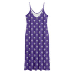 Purple Alien Face Pattern Print Jersey Midi Cami Dress