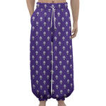 Purple Alien Face Pattern Print Lantern Pants