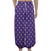 Purple Alien Face Pattern Print Lantern Pants