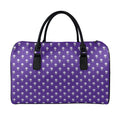 Purple Alien Face Pattern Print Leather Duffel Bag
