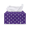 Purple Alien Face Pattern Print Leather Tissue Box Cover