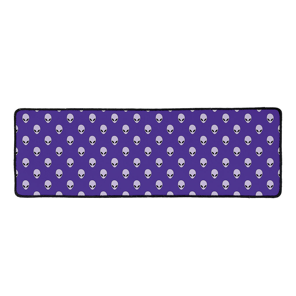 Purple Alien Face Pattern Print Long Kitchen Mat