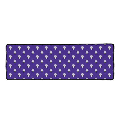 Purple Alien Face Pattern Print Long Kitchen Mat