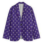 Purple Alien Face Pattern Print Men's Blazer