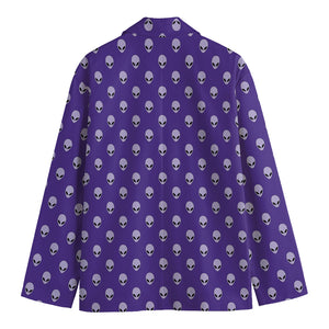 Purple Alien Face Pattern Print Men's Blazer