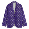 Purple Alien Face Pattern Print Men's Cotton Blazer