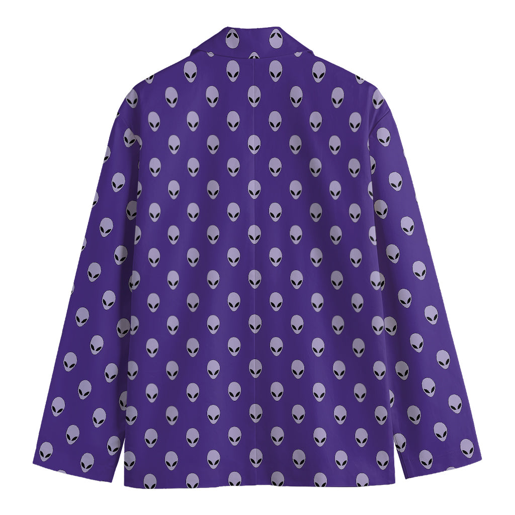 Purple Alien Face Pattern Print Men's Cotton Blazer