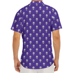 Purple Alien Face Pattern Print Men's Deep V-Neck Shirt