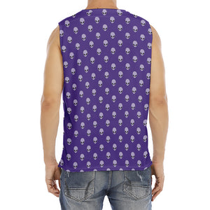 Purple Alien Face Pattern Print Men's Fitness Tank Top