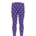 Purple Alien Face Pattern Print Men's Leggings