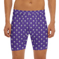 Purple Alien Face Pattern Print Men's Long Boxer Briefs