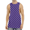 Purple Alien Face Pattern Print Men's Muscle Tank Top