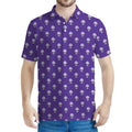 Purple Alien Face Pattern Print Men's Polo Shirt
