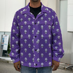 Purple Alien Face Pattern Print Men's Shirt Jacket