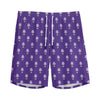 Purple Alien Face Pattern Print Men's Sports Shorts