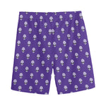 Purple Alien Face Pattern Print Men's Sports Shorts