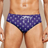 Purple Alien Face Pattern Print Men's Swim Briefs