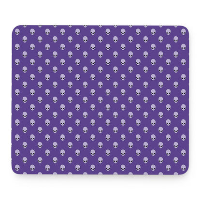 Purple Alien Face Pattern Print Mouse Pad