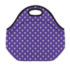 Purple Alien Face Pattern Print Neoprene Lunch Bag