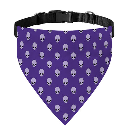 Purple Alien Face Pattern Print Over The Collar Dog Bandana
