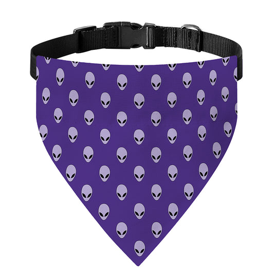 Purple Alien Face Pattern Print Over The Collar Dog Bandana
