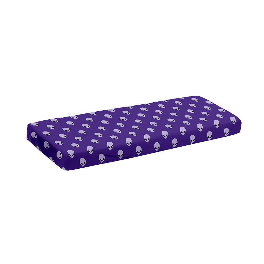 Purple Alien Face Pattern Print Piano Keyboard Cover