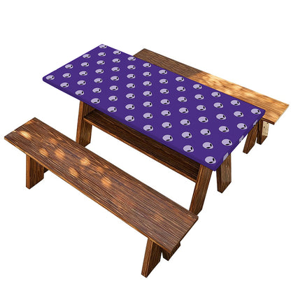Purple Alien Face Pattern Print Picnic Table Cover