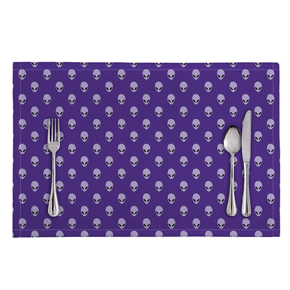 Purple Alien Face Pattern Print Placemat